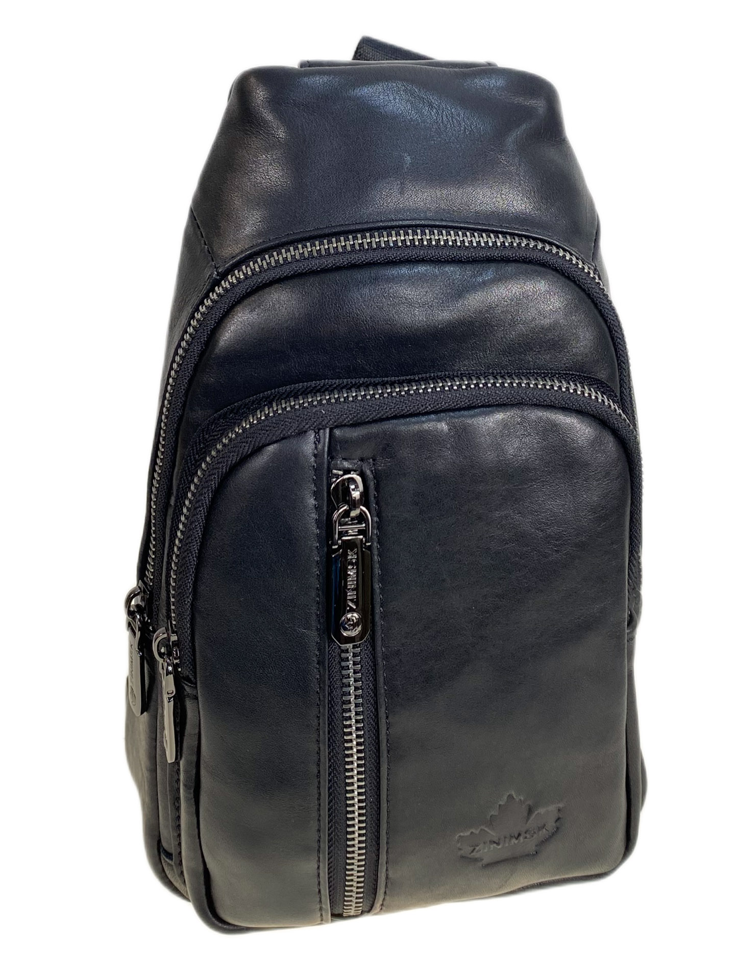 На фото 1 - Сумка мужская через плечо из натуральной кожи, цвет черный