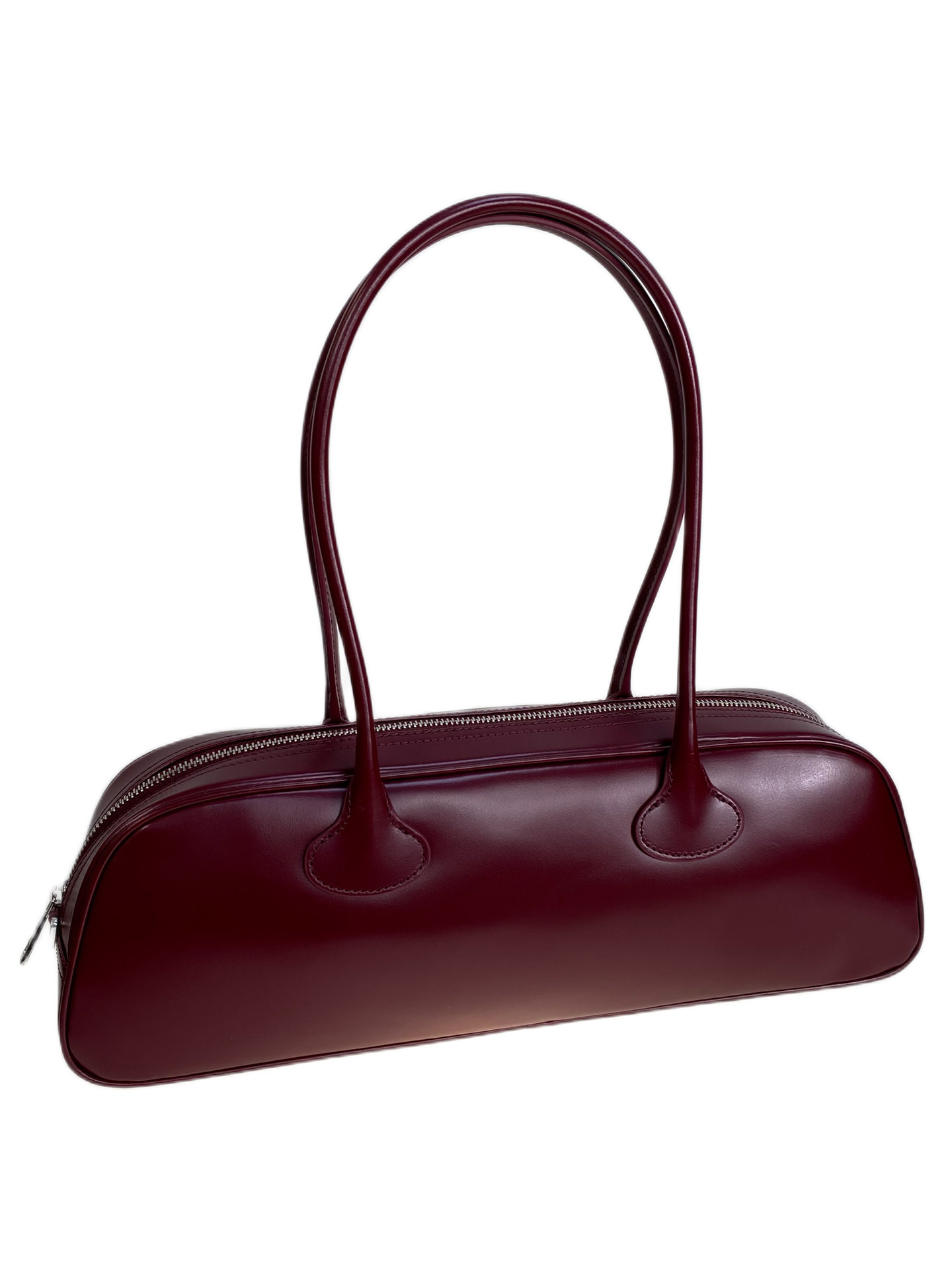 На фото 1 - Женская сумка из натуральной кожи, цвет  бордовый