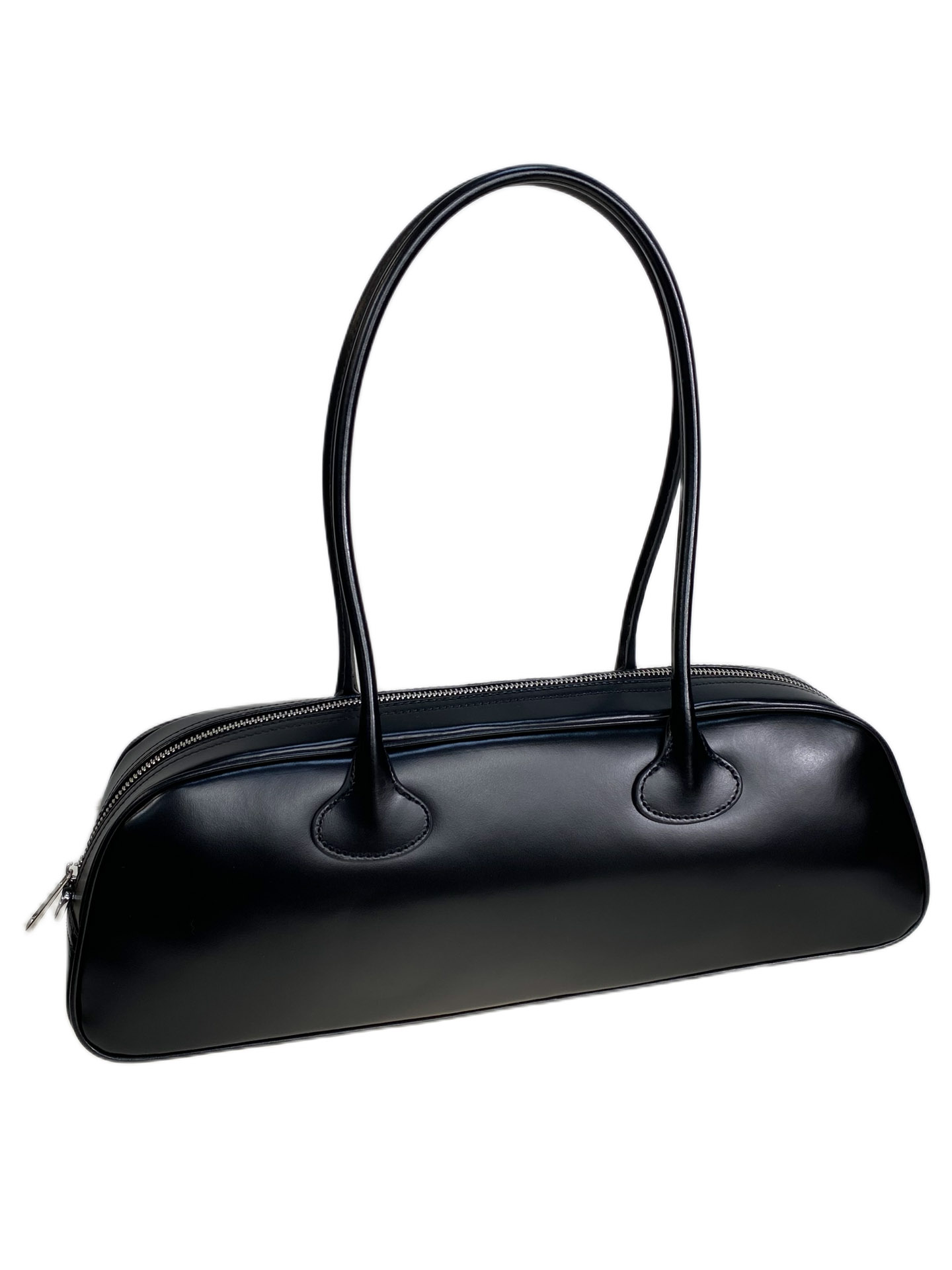 На фото 1 - Женская сумка из натуральной кожи, цвет  черный