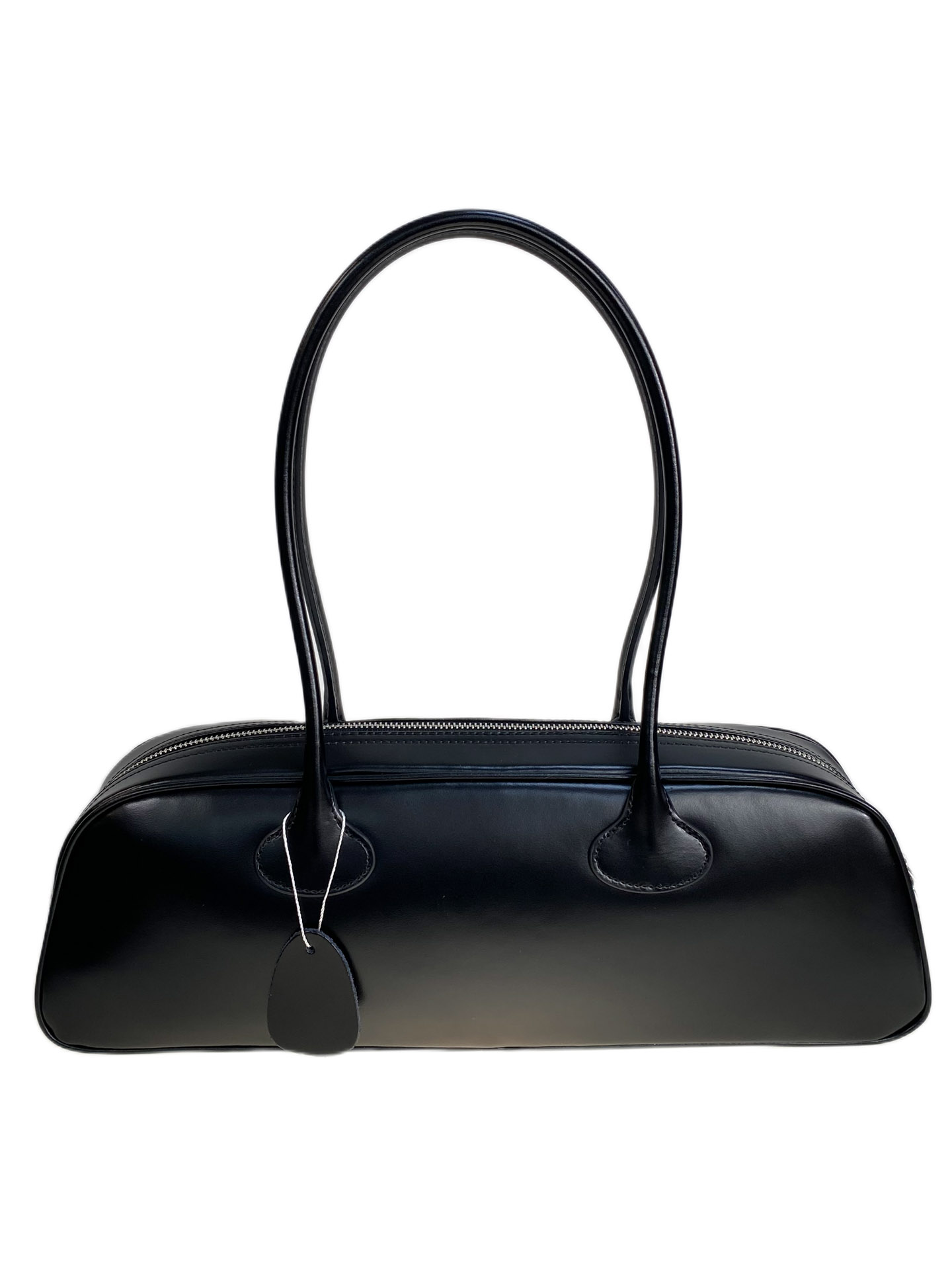 На фото 2 - Женская сумка из натуральной кожи, цвет  черный