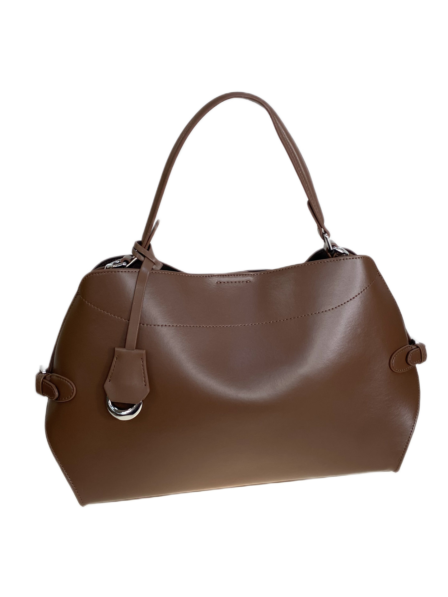 На фото 1 - Женская сумка из натуральной кожи, цвет коричневый