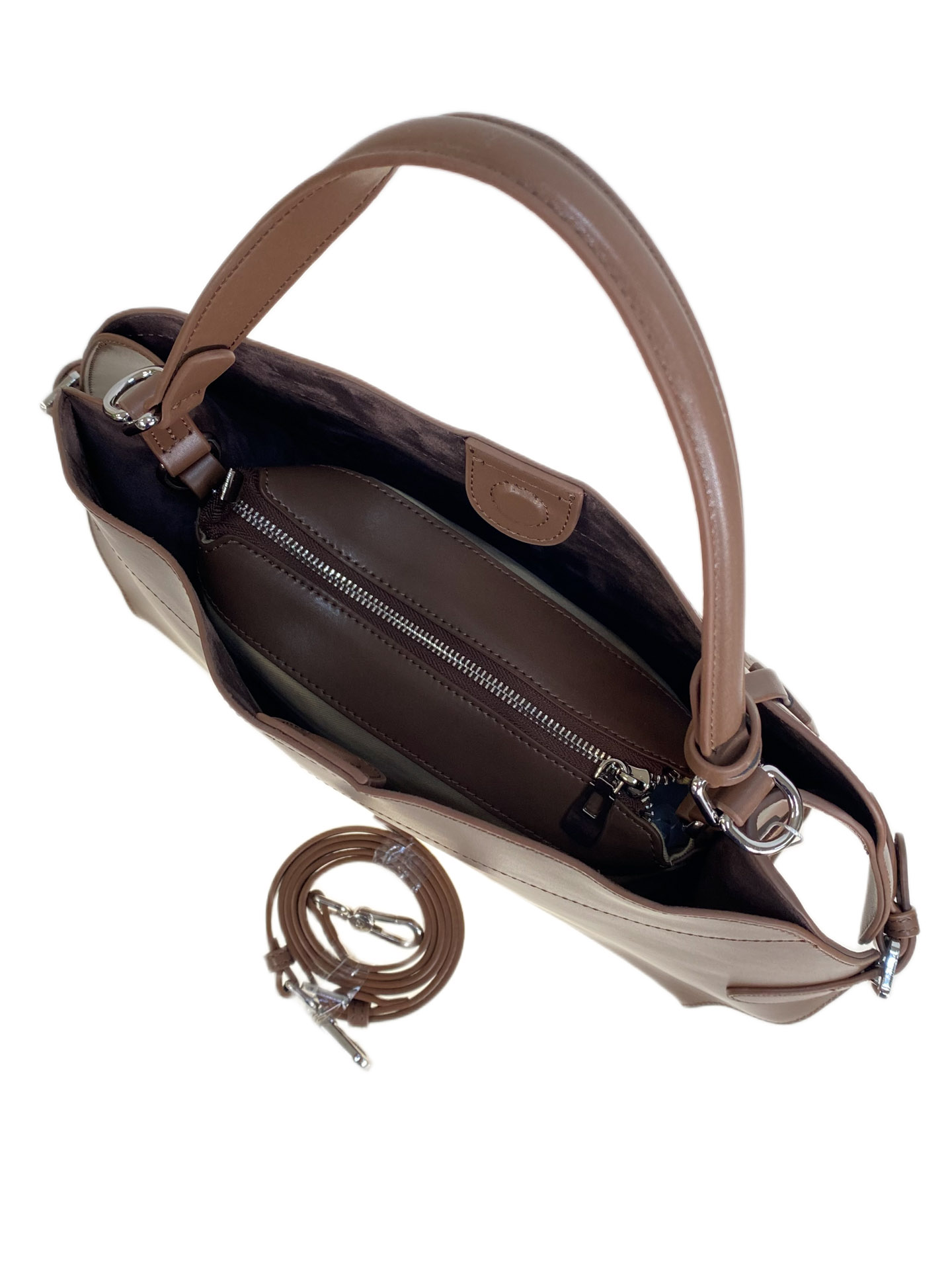 На фото 2 - Женская сумка из натуральной кожи, цвет коричневый