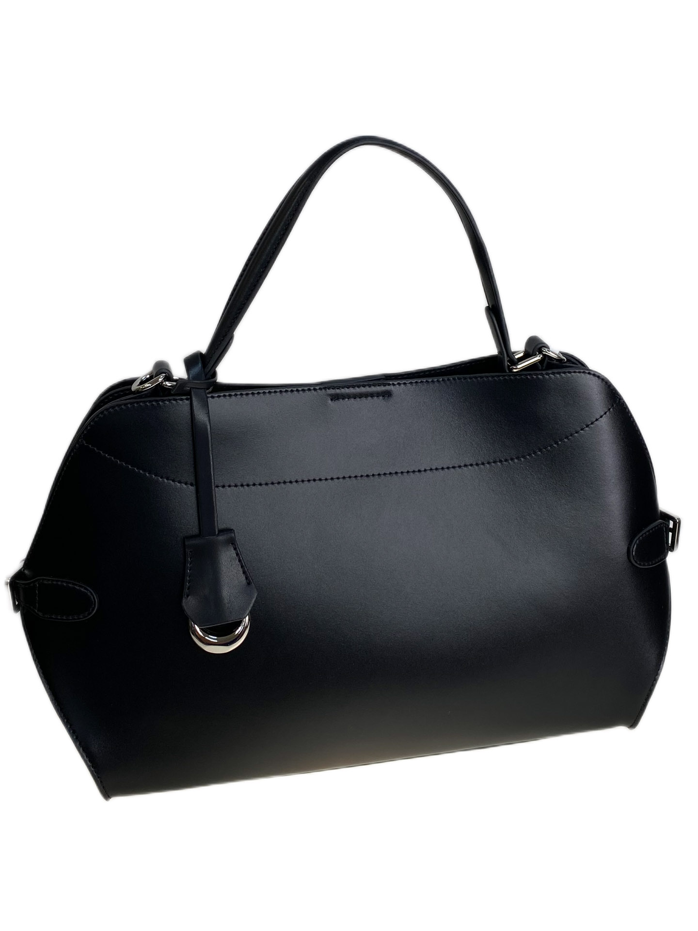 На фото 1 - Женская сумка из натуральной кожи, цвет черный