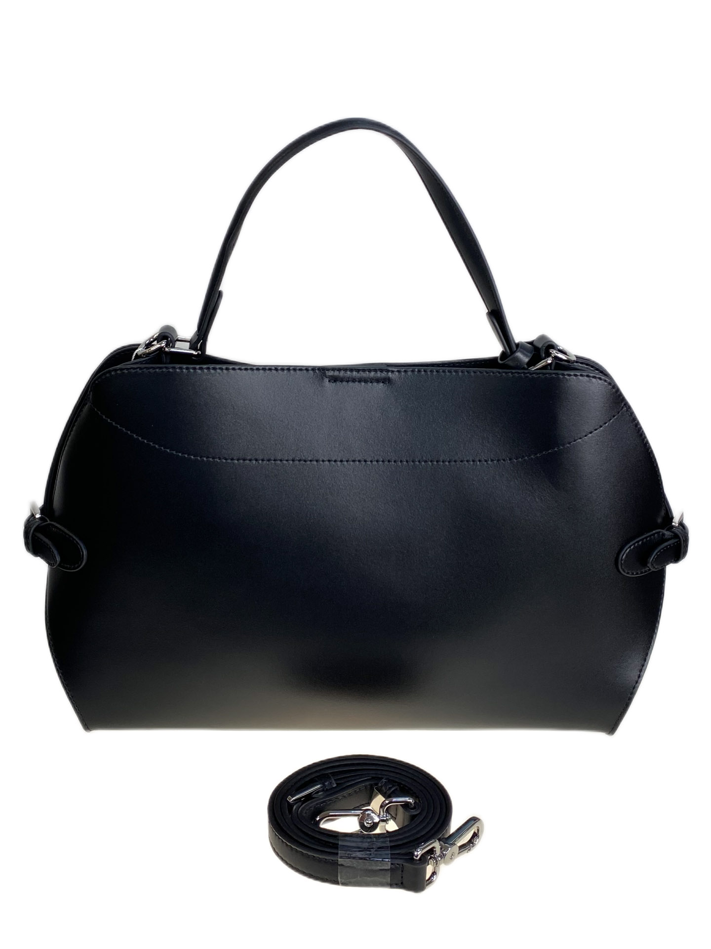 На фото 2 - Женская сумка из натуральной кожи, цвет черный