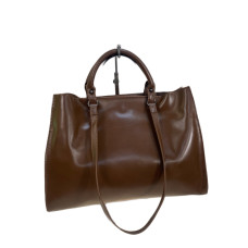 На фото 1 - Женская сумка из натуральной кожи, цвет коричневый