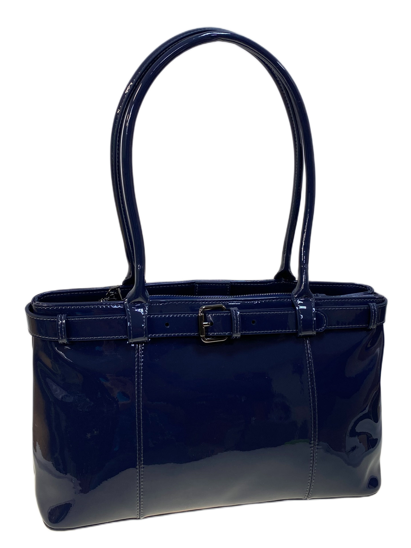 На фото 1 - Женская сумка из натуральной кожи, цвет  синий