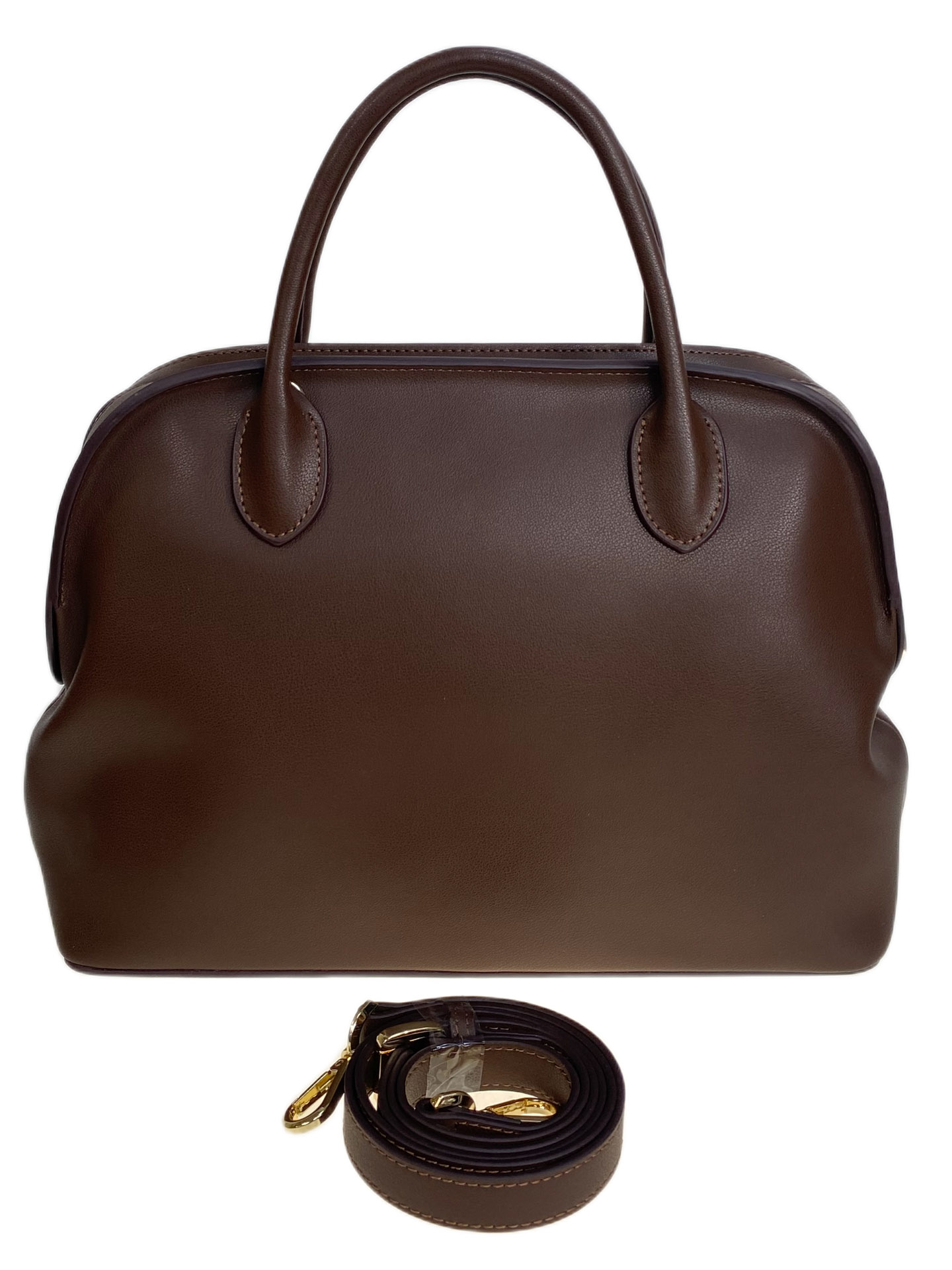 На фото 2 - Женская сумка из натуральной кожи, цвет  шоколад