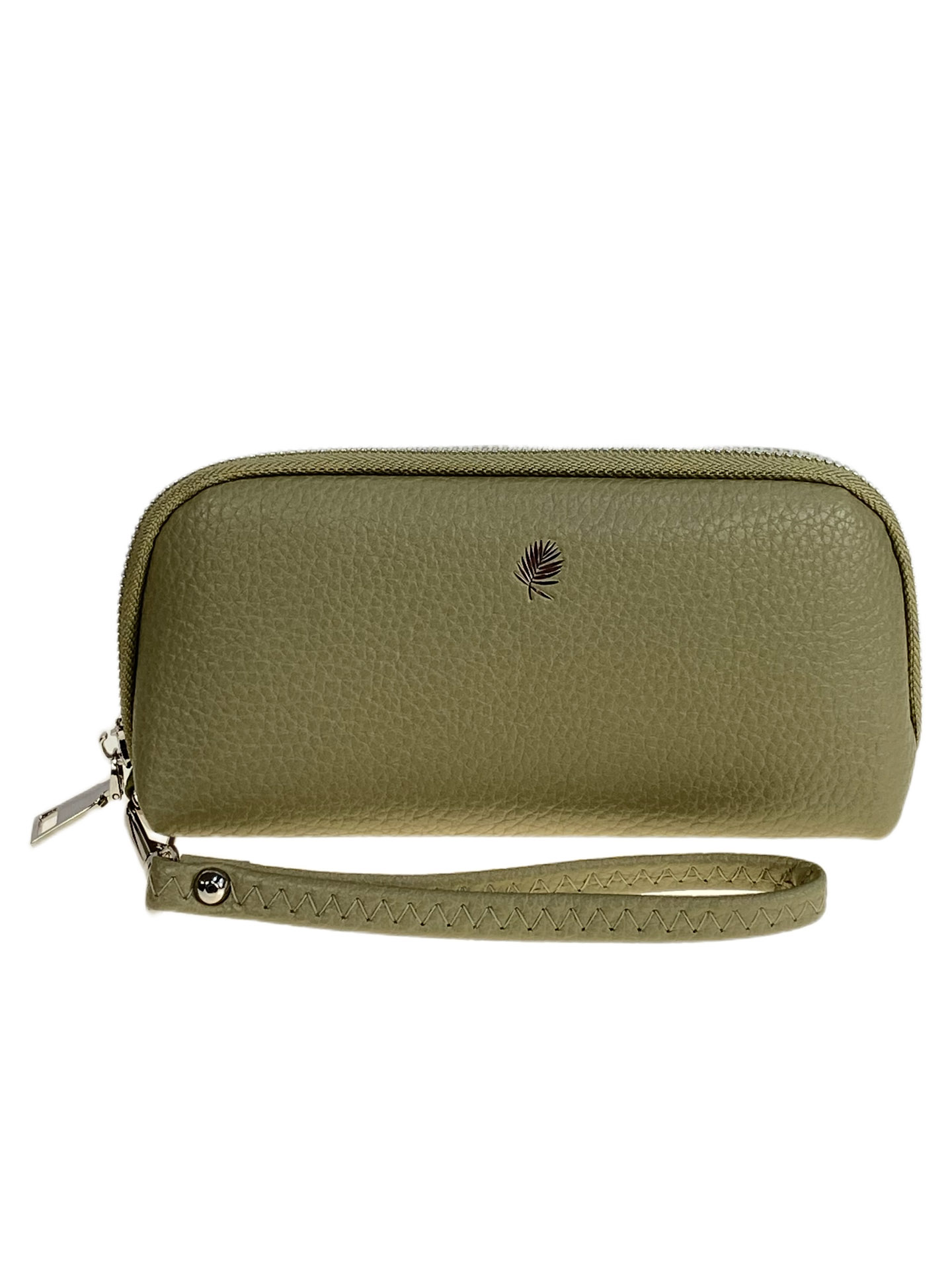 На фото 1 - Женский кошелёк  из натуральной кожи, цвет оливковый