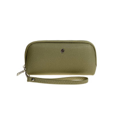 На фото 1 - Женский кошелёк  из натуральной кожи, цвет оливковый