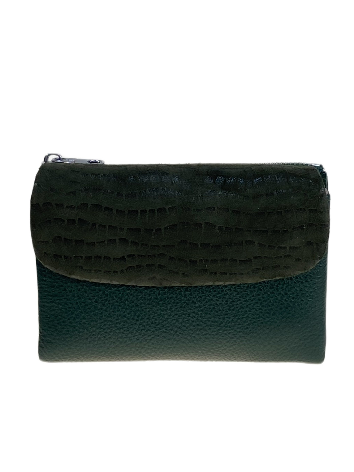 На фото 1 - Женский кошелёк  из натуральной кожи, цвет зеленый