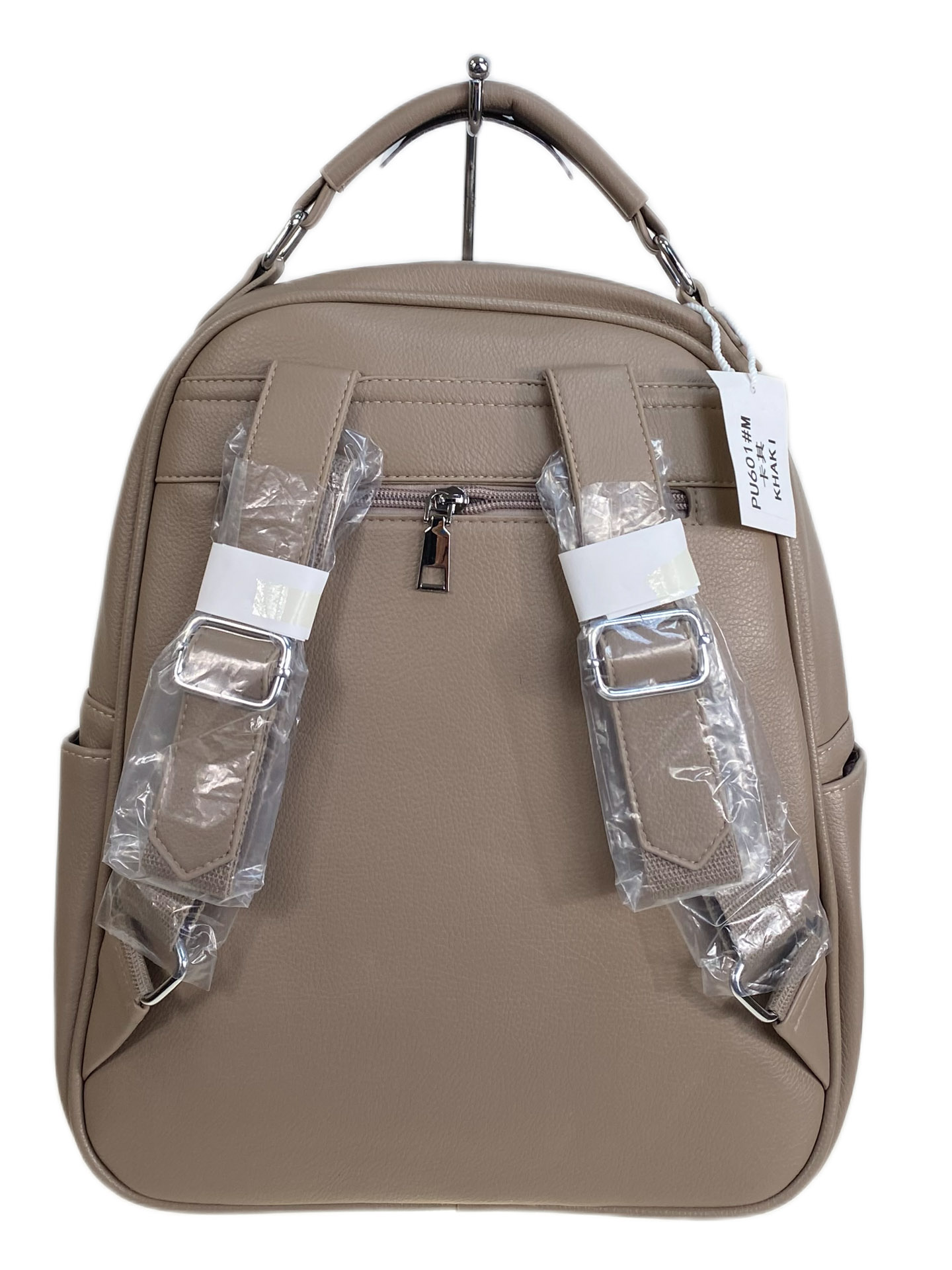 На фото 2 - Женский рюкзак из искусственной кожи, цвет хаки