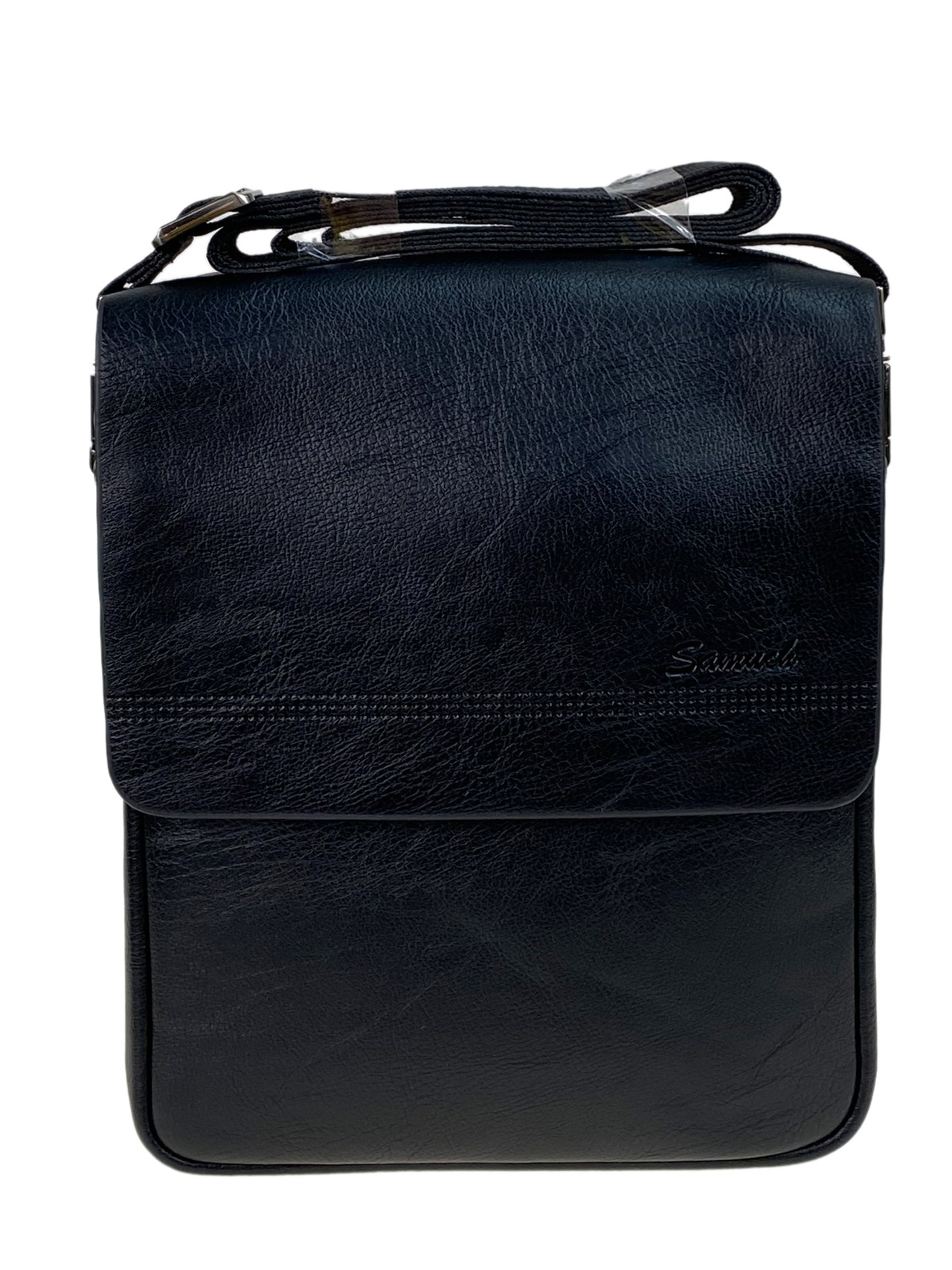 На фото 1 - Мужская сумка планшет из натуральной кожи цвет черный 