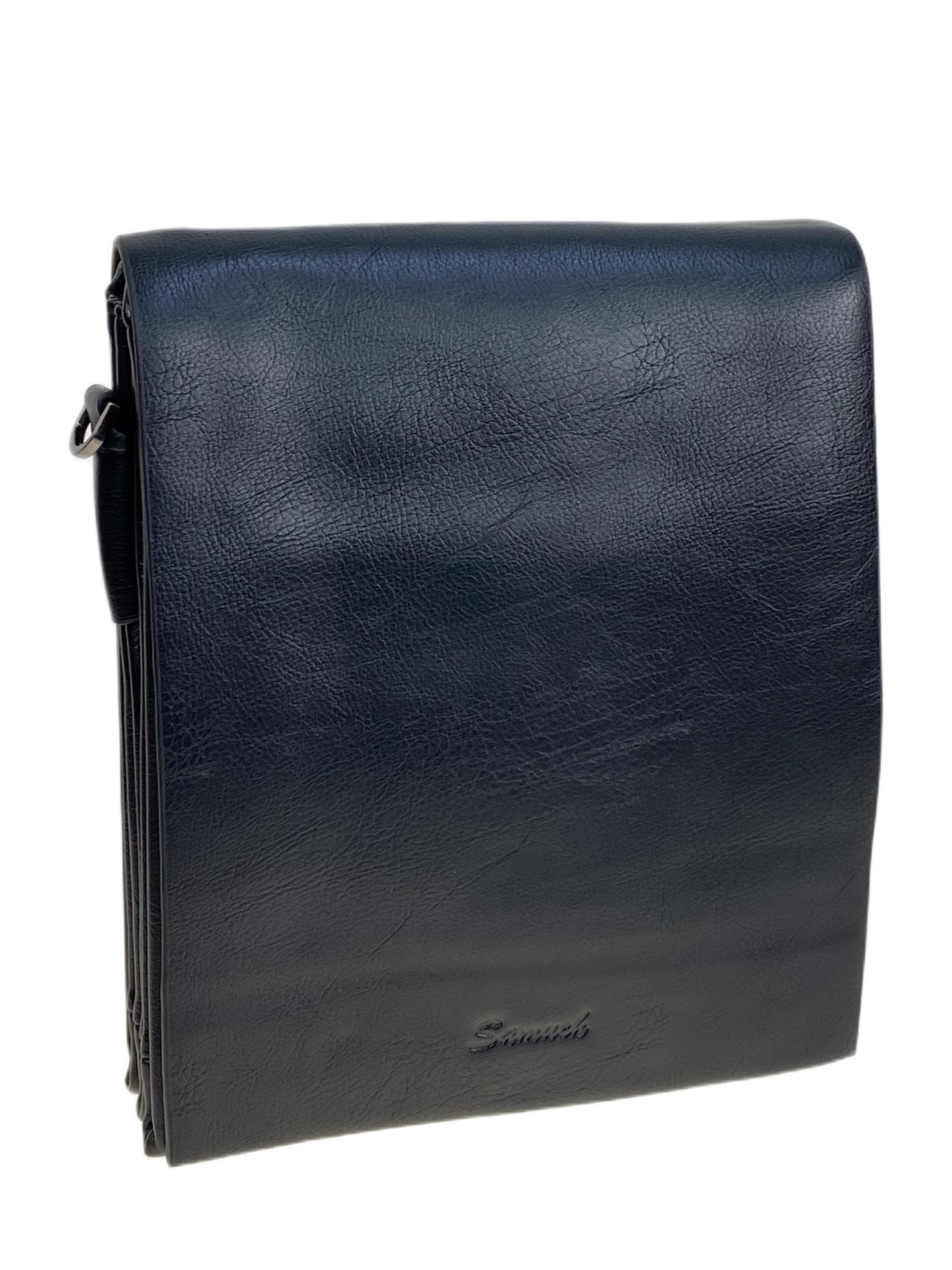 На фото 1 - Сумка мужская из натуральной кожи, цвет черный