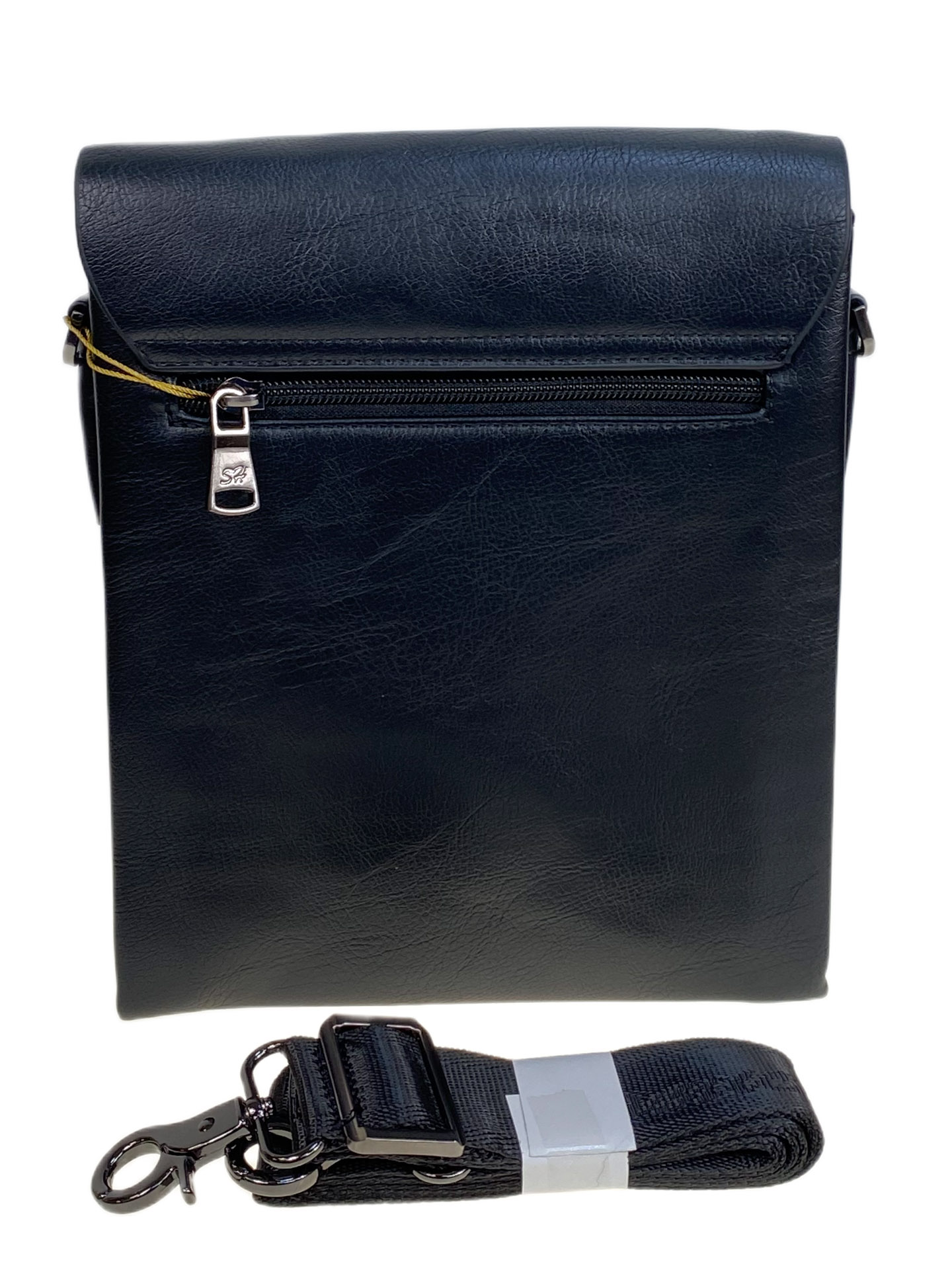 На фото 2 - Сумка мужская из натуральной кожи, цвет черный