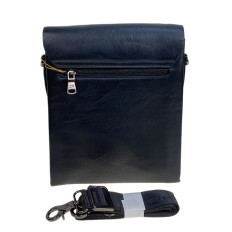 На фото 2 - Сумка мужская из натуральной кожи, цвет черный