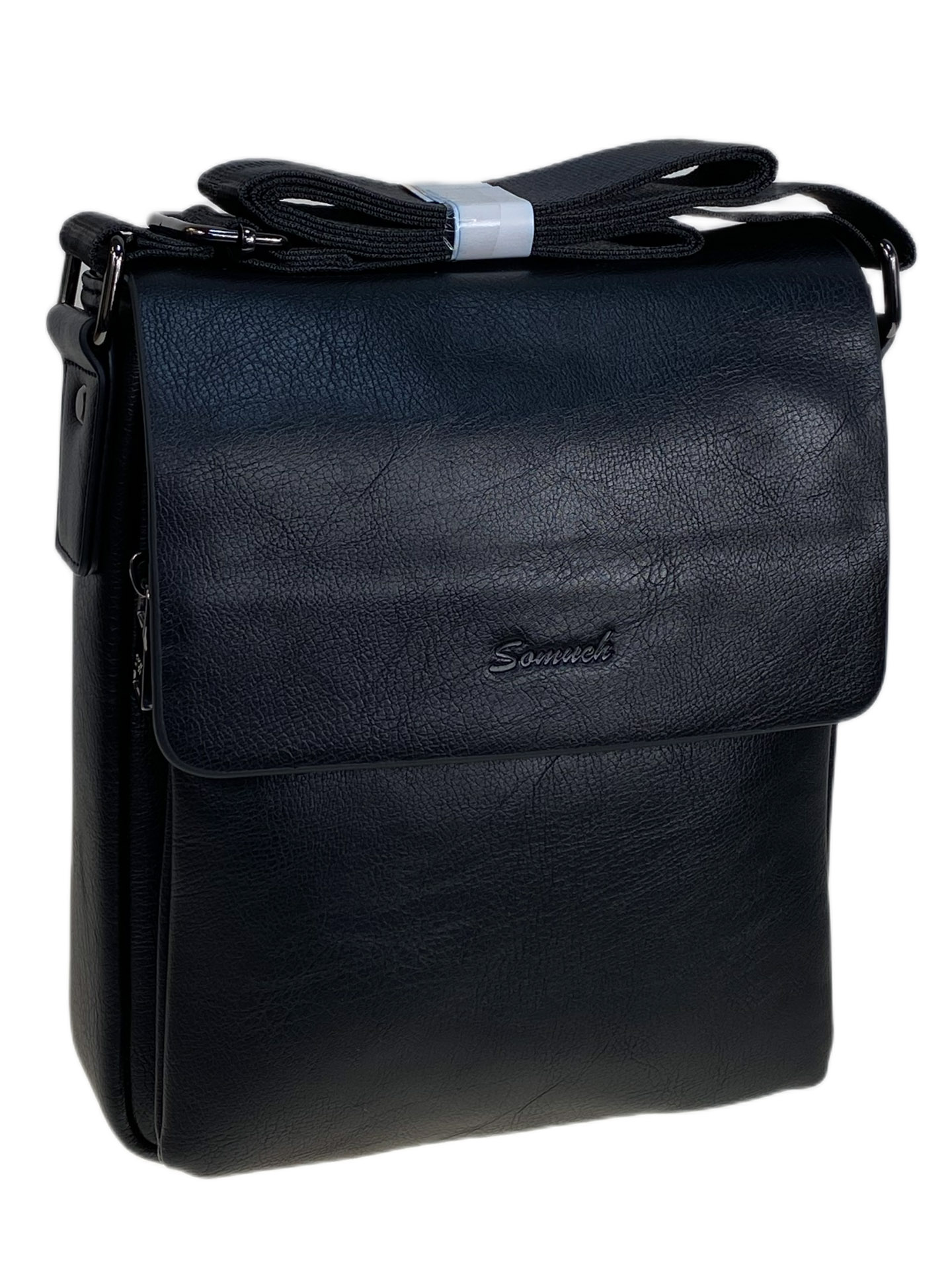 На фото 1 - Сумка мужская из натуральной кожи, цвет черный