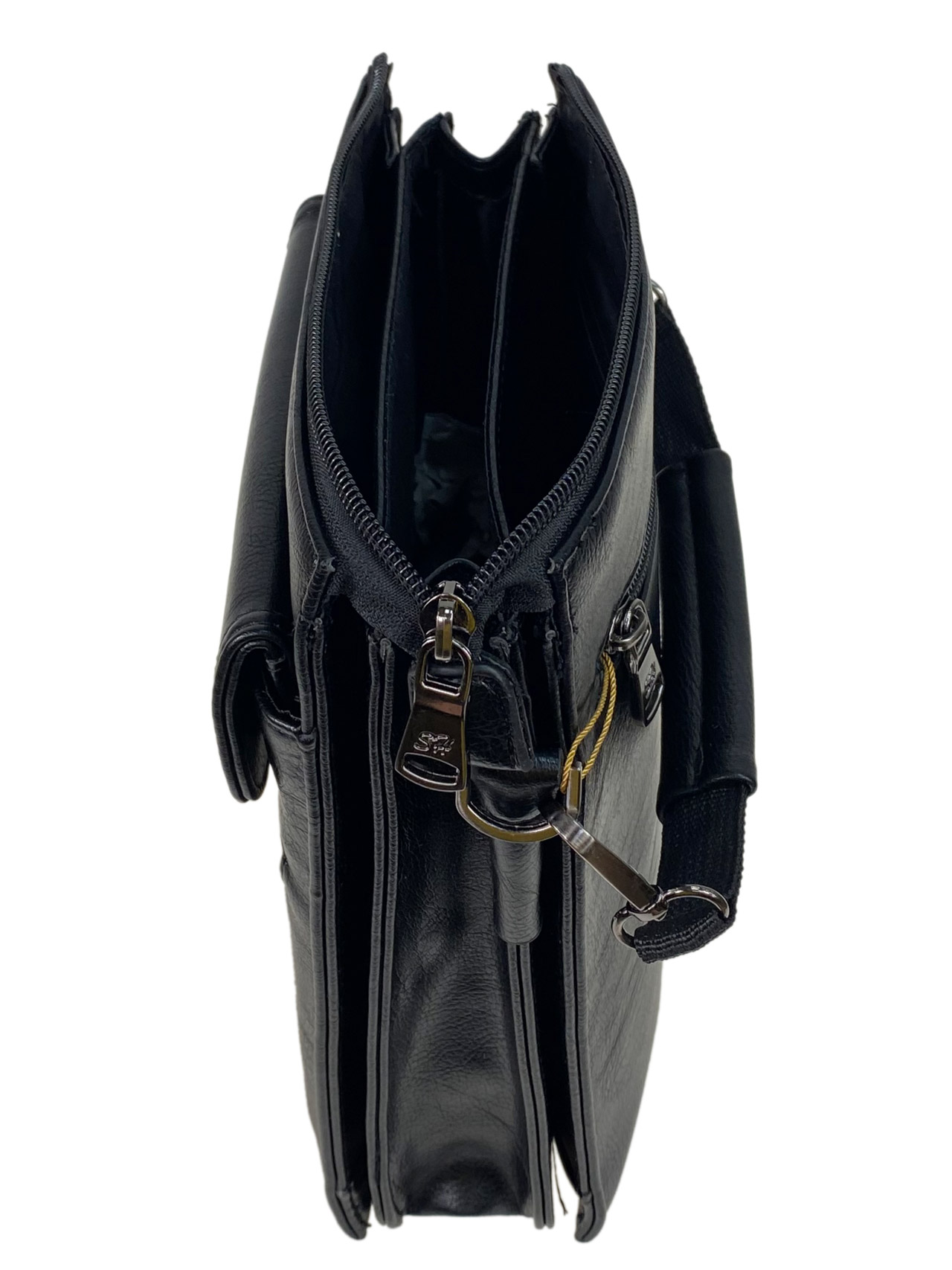 На фото 2 - Мужская сумка из натуральной кожи  цвет черный